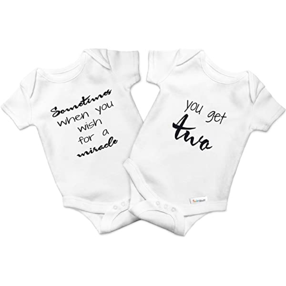 New! Twinstuff 3-6M White Shortsleeve Onesie Bestie Twin Pack of 2 NWOT